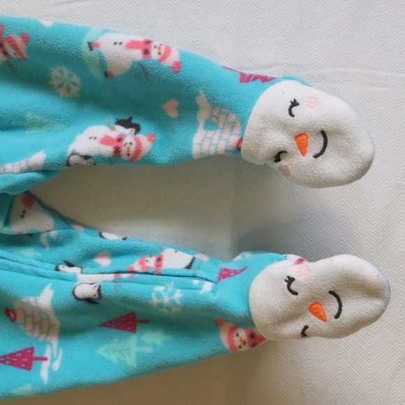 carter's winter fleece zipper footie sleeper pajamas 3 months baby girl - Picture 5 of 5